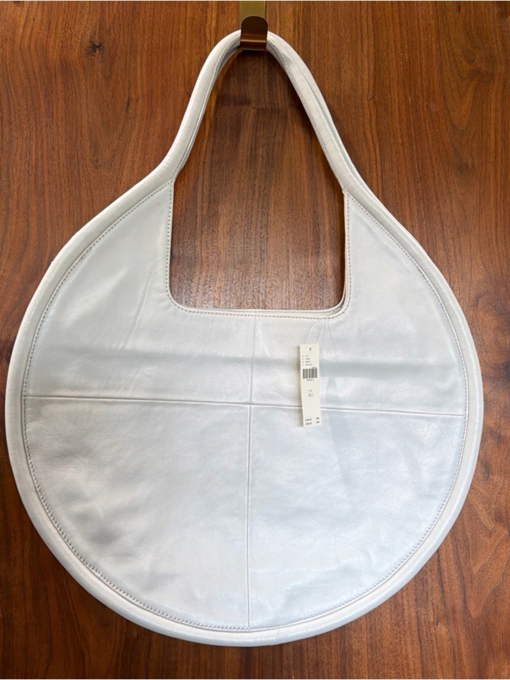BNWT Anthropologie Julien White Leather Tote/Purse Dual Handles Zipper Closure